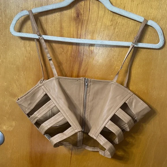 Chic Tan Crop Top Bustier - Picture 3 of 3